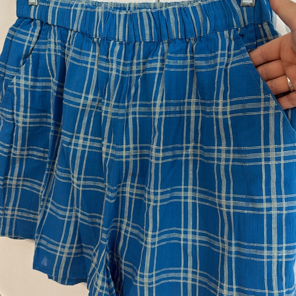 Free People So Sublim Set Short w/Pockets Asymmetric Top Plaid Summer Beach L - Picture 9 of 15